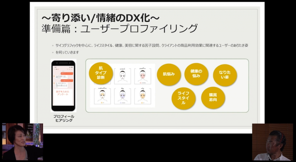 セミナー画面キャプチャ「〜寄り添い/情緒のDX化〜 準備編：ユーザープロファイリング」