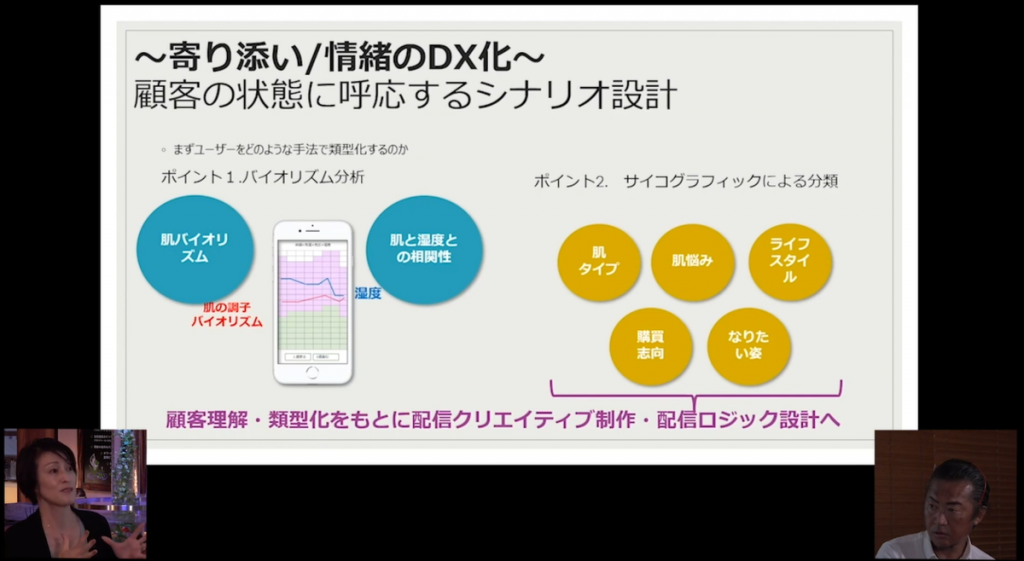 セミナー画面キャプチャ「〜寄り添い/情緒のDX化〜 顧客の状態に呼応するシナリオ設計」