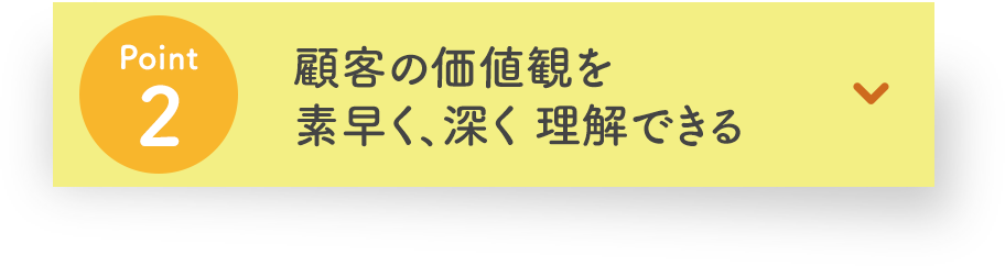 POINT2 顧客の価値観を素早く、深く理解できる